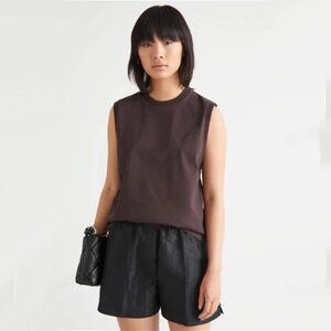 & Other Stories Cotton Sleeveless Tank Top Brown Tee NWT